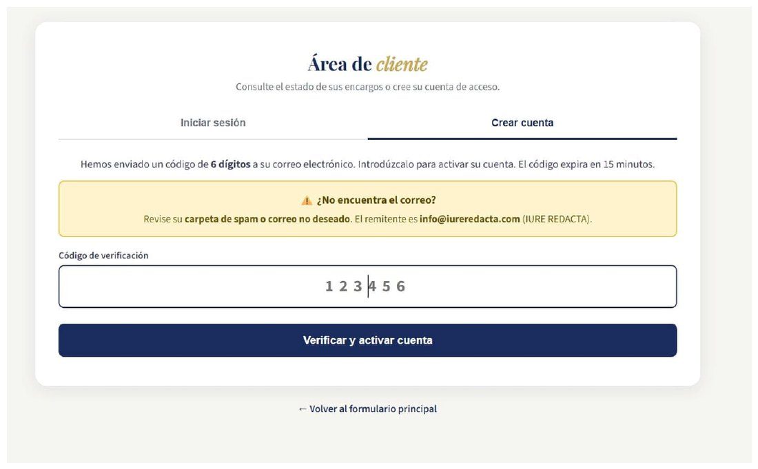 Pantalla de introducción del código de verificación de 6 dígitos