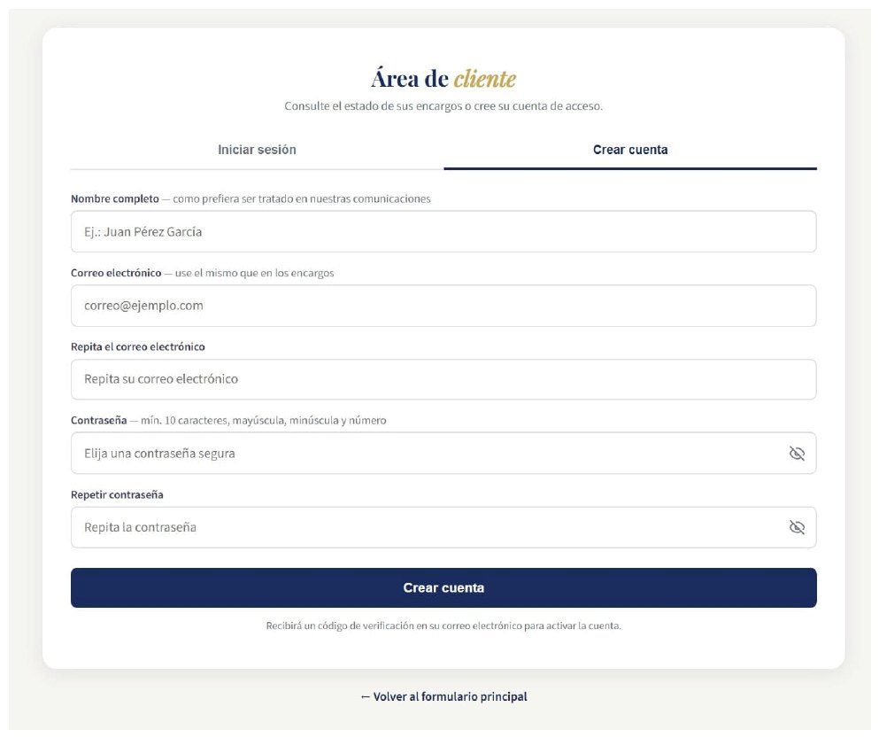 Formulario de creación de cuenta